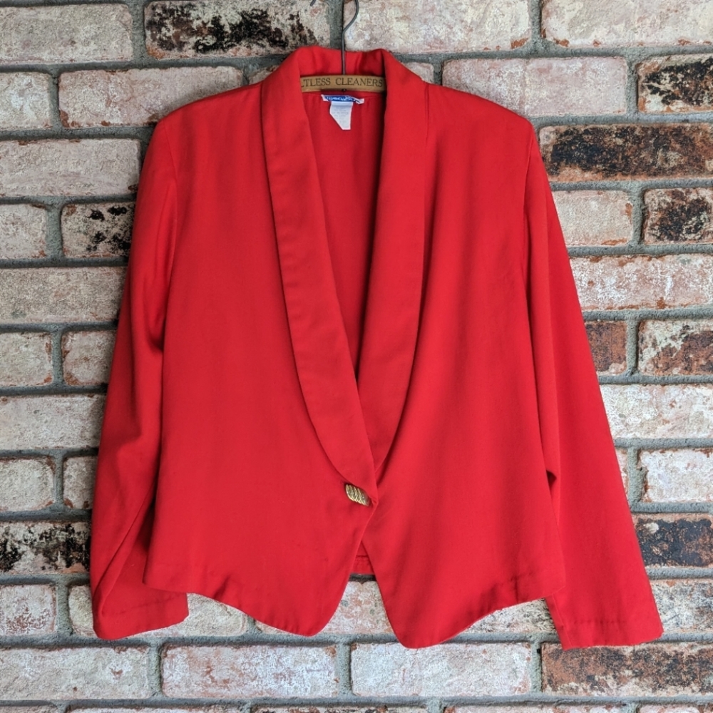 🌹 Bedford Fair Red Single Button Blazer 12